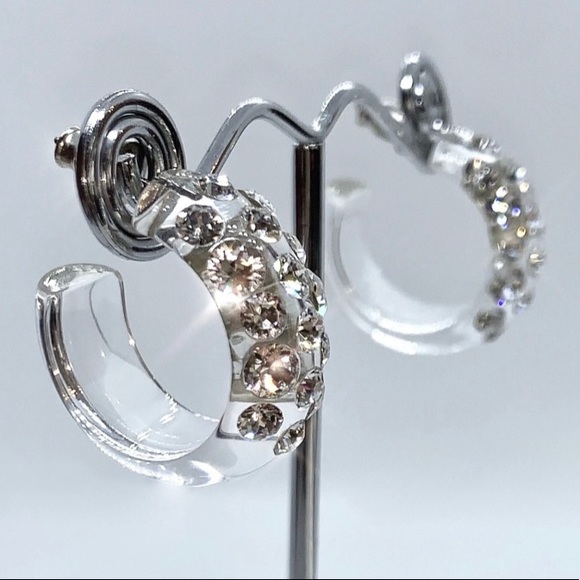 Acrylic Crystal Hoop Earrings Embellished With Genuine “Crystal Stone Elements” - Picture 4 of 8